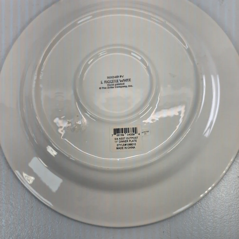 Zrike S. Riggsbee White Outpost Deer Dinner Plates Set of 2 Checkerboard 11
